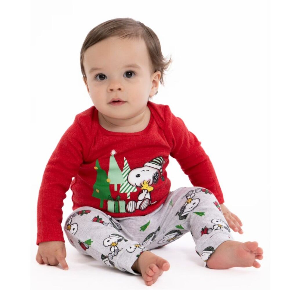 NEW Baby Boys Sz 0-3 Months Christmas Holiday SNOOPY PEANUTS Soft 2 Pc Outfit